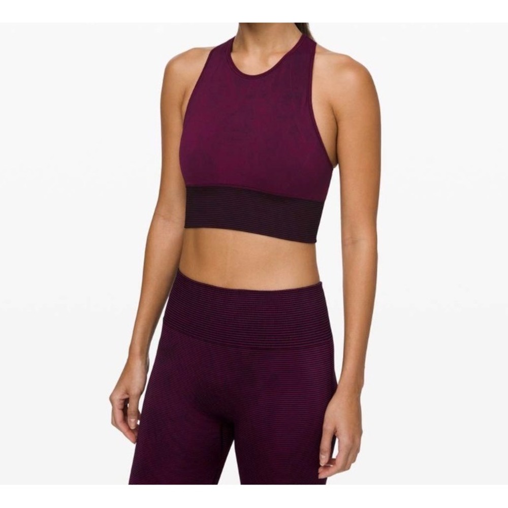 Lululemon Ebb to Train Bra WashMarvel Black Sz 6 No Cups Activewear W2BIIS